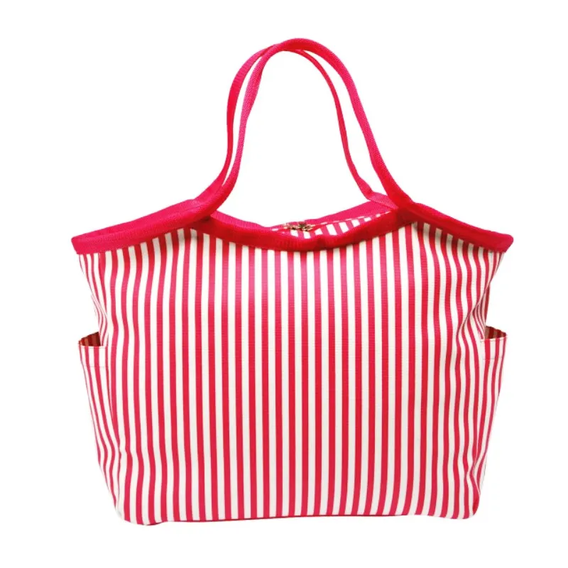กระเป๋าช้อปปิ้ง (เล็ก,ใหญ่) ลายเส้นแนวตั้งสีขาวแดง (BAG-00269)