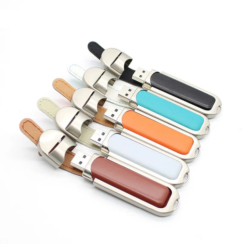 แฟลชไดรฟ์หนังขอบโลหะมีสีสัน (FLA-00021)