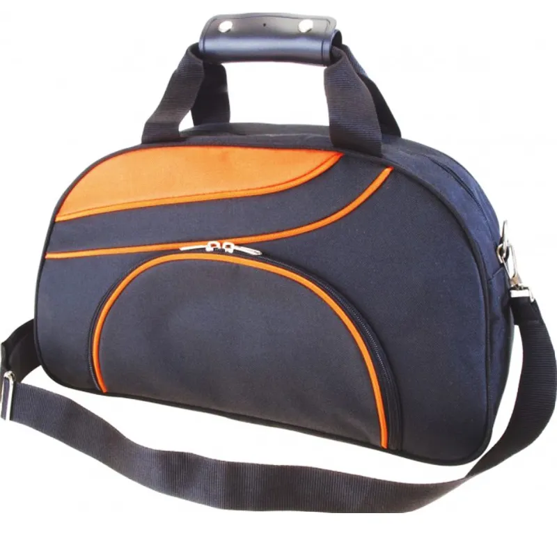 กระเป๋าเดินทางผ้าเคลือบสีดำส้ม (LUG-00297)