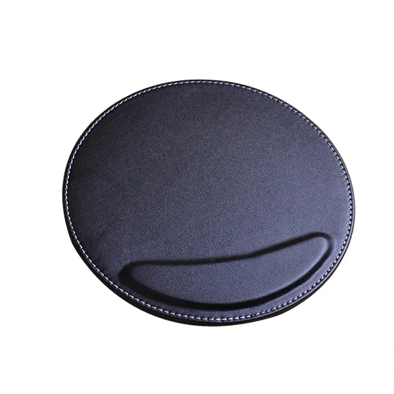 แผ่นรองเมาส์หนัง Pu สีดำ ทรงกลม (MOP-00577)