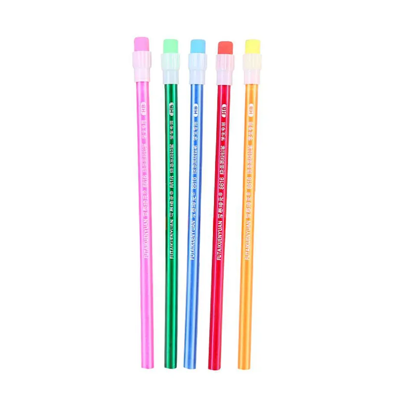 ดินสอHBด้ามลายเส้นหลากสีหัวยางลบ 2 บาท(สุ่มลาย) (PCL-00653)