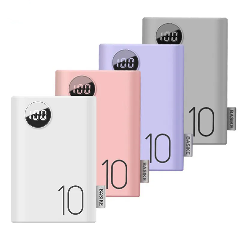 BASIKE PF23P 10000mAh Power Bank USB พอร์ตคู่ ขนาดเล็ก แบบพกพา สีลูกกวาด (POW-00052)