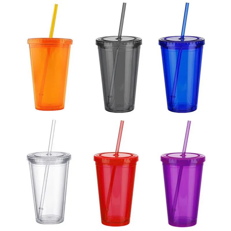แก้วน้ำพลาสติก มีหลอด 450 ml. (TUM-00748)