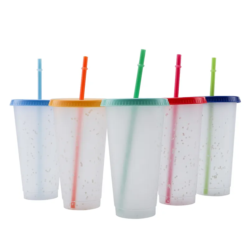 แก้วน้ำพลาสติก มีหลอด 700 ml. (TUM-00751)