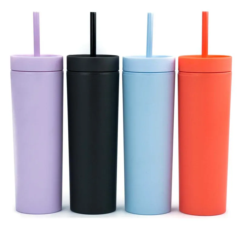 แก้วพลาสติกสองชั้นพร้อมหลอด 450 ml. (TUM-00832)