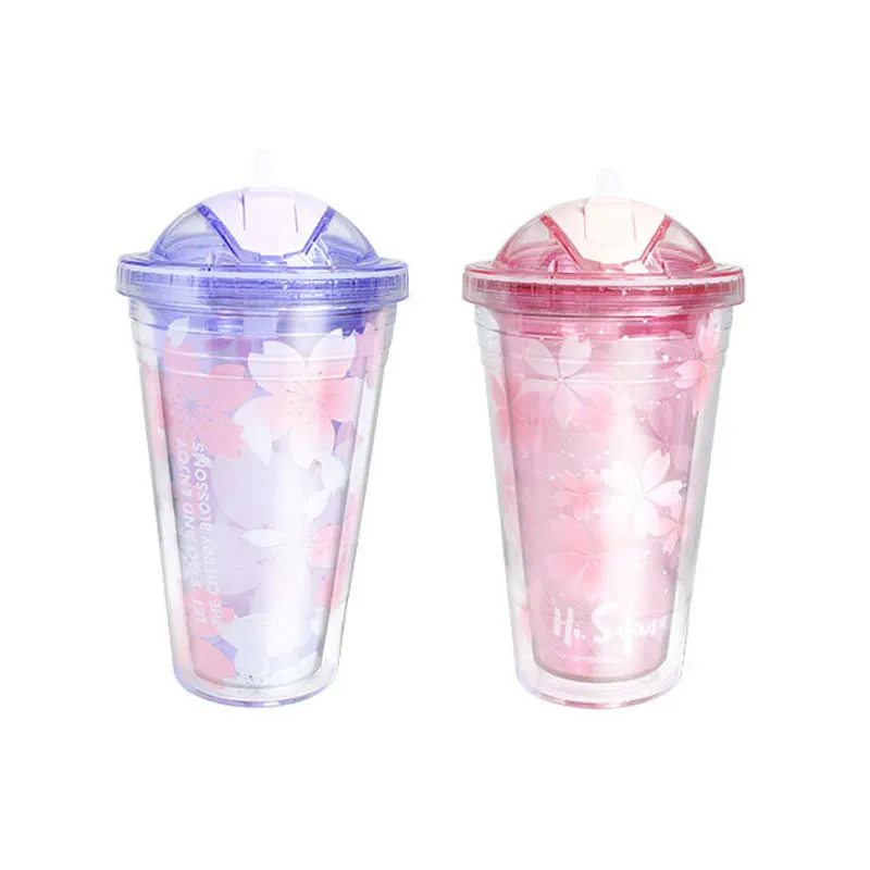 แก้วพลาสติกลายดอกไม้ 480 ml. (TUM-00841)